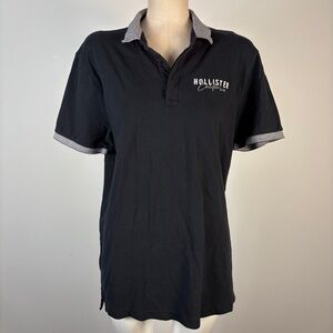 ❤️ Hollister Men's Polo Shirt in Black and Gray L